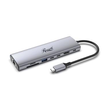 Imagem de Rosewill Hub USB-C 8 em 1 com HDMI 2.0 4K, portas USB-A de 10 Gbps para MacBook, Dell XPS, ThinkPad, laptops HP – RHUB-M8