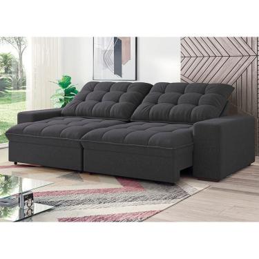 Imagem de Sofá 4 Lugares Retrátil-reclinável Linoforte Benetton Com Revestimento Em Suede Grafite