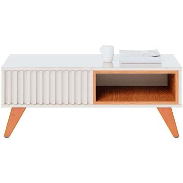 Imagem de Mesa De Centro Colibri Jeri Mdp Com Pés De Madeira Maciça Off White Com Freijó