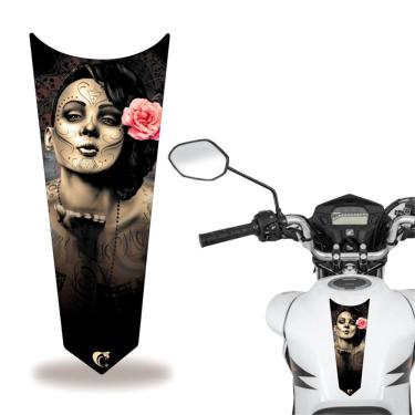 Imagem de Adesivo Faixa Gravata Tanque Moto Caveira Cinza Preto