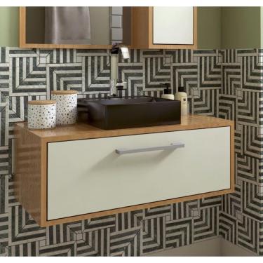 Imagem de Gabinete De Banheiro Suspenso 80cm 1 Porta Basculante Com Cuba Alice Mel-arenas