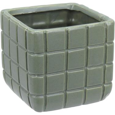 Imagem de Vaso Decorativo Enfeite Casa Aparador Home&co Cerâmica 10x10x10cm Verde