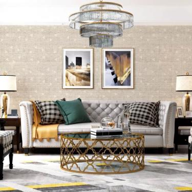 Imagem de Papel De Parede Essencial Geométrico Bege E Dourado Ess1031