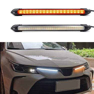 Imagem de OtpOutopa DRL Fita LED para carro, luz de circulação diurna, 2 peças de luzes de aviso decorativas para automóveis âmbar, luzes indicadoras impermeáveis dobráveis (24 cm)