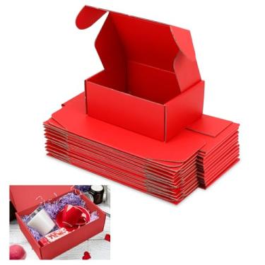 Imagem de Memrita Caixas De Papelão Ondulado Memrita, 8 X 6,3 Polegadas, Conjunto Com 25 Correio, Adequadas Para Envio, Armazenamento Itens E Embalagem Presentes, Vermelhas