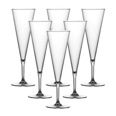 Imagem de Conjunto de 6 Taças 180ml em Acrílico para Champanhe, Espumante e Drinks, Design Cônico Elegante