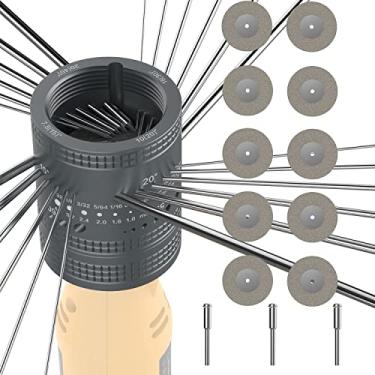 Imagem de SONNLER Cabeça de moedor de eletrodo de tungstênio, ferramenta de soldagem TIG com slot de corte com 6 ângulos de tamanho 8, 48 furos, 10 rodas de diamante duplo, 3 mandril CNC adequado para a maioria