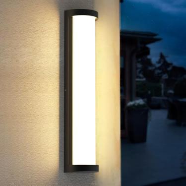 Imagem de Sytmhoe Luminárias De Parede Externas Com Regulagem 10% A 100%, Luminária Moderna Led Regulável 23,6 Pol. Para Pátio, Arandela Alumínio Preto E Dois Pcs, Adequada Garagem, Banheiro, Sala, Pátio Casa