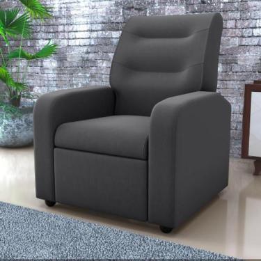 Imagem de Poltrona Decorativa Reclinável Cecilia Veludo Light Cinza - CASA H