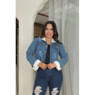 Imagem de Jaqueta cropped pelucia jeans feminina - ALIANZA JEANS, M