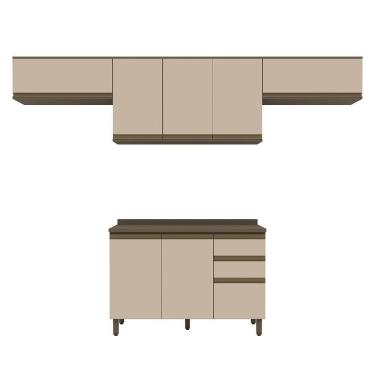 Imagem de Cozinha Modulada Connect 4 Peças Balcão 120cm Duna/cristal Com Tampo Mdp - Móveis Henn Duna/cristal