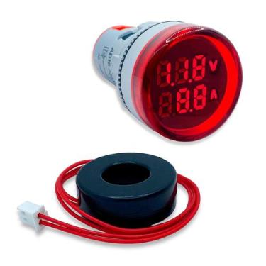 Imagem de Voltímetro E Amperímetro Digital 100a 22mm Vermelho Com Tc - Genérico
