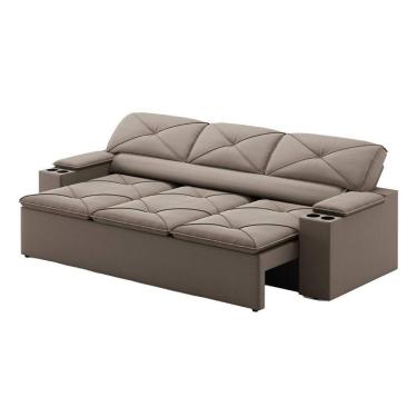 Imagem de Sofá com Porta Copos Retrátil e Reclinável Pop 2,05m Velosuede - NETSOFAS