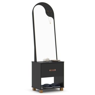 Imagem de Toucador Com Espelho 1 Gaveta Nicho E 2 Ganchos Oranix Preto