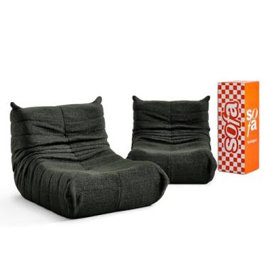 Imagem de Poltrona Puff Retro 1973 em Boucle Kit com 2 unidades – Sofá na Caixa (Verde)