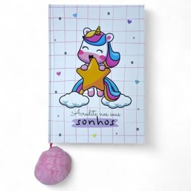 Imagem de Caderno de Anotações Caderneta Com Marcador Pompom Bichinhos Frases Capa Dura 80 Folhas 20 x 14 cm (BRANCO UNICÓRNIO)