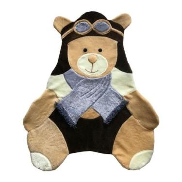 Imagem de Tapete Pelúcia Urso Aviador 1,05M X 85Cm Cachecol Infantil Macio Base 