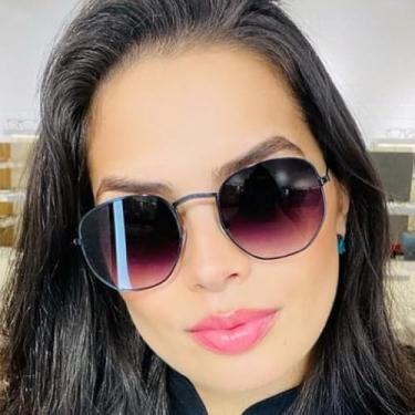 Imagem de Óculos de Sol Hexagonal Lente Preta com Proteção Uv400 Masculino Feminino (Preto Degradê)