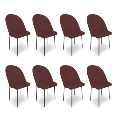 Imagem de Kit 8 Cadeiras Poltrona de Jantar Ariel Suede Pés de Ferro Preto - Pallazio