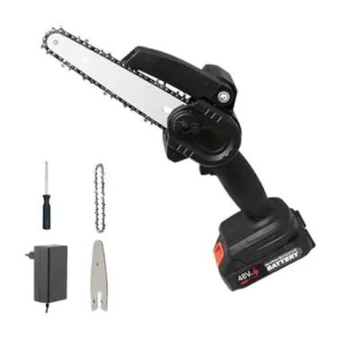 Imagem de Mini Motosserra Eletrica 48V Potente 6 Polegadas Sem Fio Portatil Bate