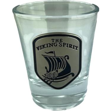 Imagem de JC Walsh and Sons Copo de shot celta com emblema de estanho – design irlandês ou escocês, copo de uísque de 28 g (VIKING SHIP)