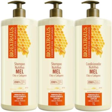 Imagem de Kit 2 Shampoo 1 Condicionador Mel Nutritivo 1 L Bio Extratus - BIOEXTR