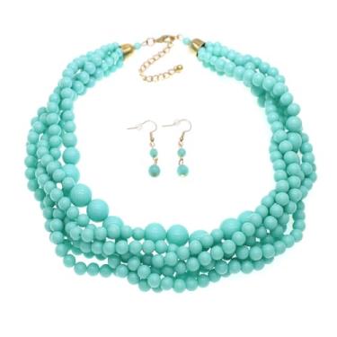 Imagem de JNF Colar gargantilha de pérolas para mulheres com pérolas falsas, conjunto de brincos, bijuterias, X-Large, Vidro, Não aplicável