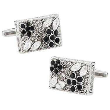 Imagem de Abotoaduras de cristal com caixa de apresentação Cuff-Daddy Filigree Jet Black and Clear