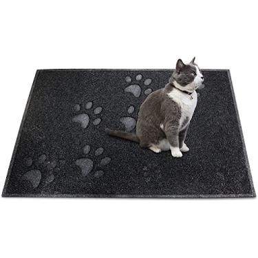 Imagem de ANDALUS Tapete de areia para gatos – Tapete de areia de gatinho para caixas de areia – Tapete de areia de gatinho para prender bagunça, controle de dispersão – Tapete e tapete lavável para animais de estimação – preto, grande (76 cm x 45 cm)