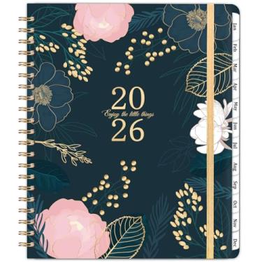 Imagem de Agenda 2026 – Agenda semanal e mensal 2026, 23 x 28 cm, janeiro de 2026 a dezembro de 2026, com capa dura espessa, dupla forte – encadernação de arame, 12 abas mensais, fecho elástico, bolso traseiro