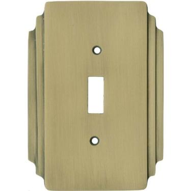 Imagem de Switch Hits Antique Brass Art Deco Miami Beach Light Switch Cover | 1 Toggle | 3.5" x 5" | Electrical Outlet Plug Wall Plate Outlet Covers | Socket Outlet Wall Plates