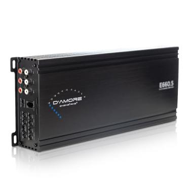 Imagem de D'Amore Engineering – Amplificador de áudio automotivo de 5 canais, áudio automotivo de 660 watts com tecnologia de amplificador D estável de 2 Ohms e fonte de alimentação MOSFET (E660.5)