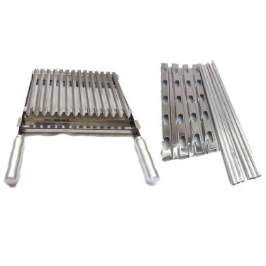 Imagem de Grelha Argentina Inox 60cm + Suportes Churrasqueira 90cm