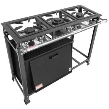 Imagem de Fogão Industrial 3 Bocas 2 Simples a Gás Baixa Pressão MR Fogões com F