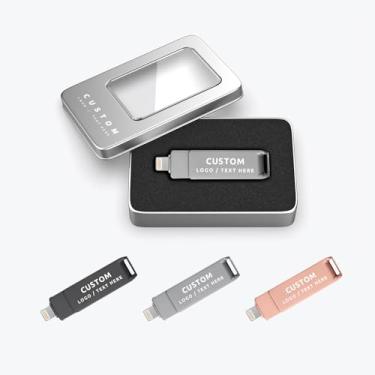 Imagem de Pen drive USB OTG giratório personalizado, pacote com 50 unidades de pen drive multifuncional 3 em 1, cartão de memória USB 3.0, ideal para brindes corporativos e brindes promocionais de negócios (64