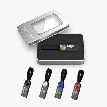 Imagem de Pen drive USB personalizado, pacote com 50 unidades de pen drive de metal personalizado USB 2.0, ideal para presentes corporativos, eventos de negócios e brindes promocionais (128 GB, com caixa de