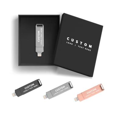 Imagem de Flash drives OTG rotativos personalizados em massa, pacote com 100 cartões de memória USB 3.0 multiportas personalizados para brindes promocionais de negócios, brindes de eventos, marca corporativa