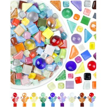 Imagem de 250 peças de mosaico para artesanato, peças de vitral colorido para projetos de mosaico (Mix)