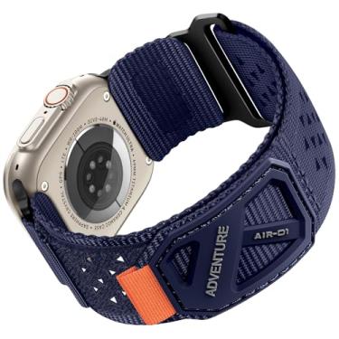 Imagem de Lenrao Pulseira masculina de nylon macio compatível com Apple Watch Ultra 3 2 de 49 mm, séries 11/10/9/8/7/6/5/4/3/SE, pulseira esportiva robusta de 46 mm, 45 mm, 44 mm e 42 mm, preto/azul/cinza/verde