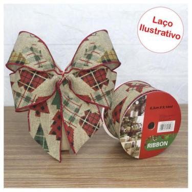 Imagem de Kit 4 Rolo Fita Aramada Natal Decoração Natalina 6,3cm x 9,14m - Gici 