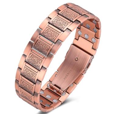 Imagem de Jecanori Pulseira magnética de cobre de força 3X para homens, pulseira de cobre puro incluída ferramenta de dimensionamento, presente ideal