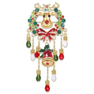 Imagem de YAHPERN Broche de Natal para mulheres, arco de árvore de Natal, floco de neve, rena, broches de alegria, acessórios de joias de Natal, roupas de férias de inverno, lembrancinhas de festa, presentes