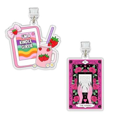 Imagem de Conjunto de 2 peças The Kindle, I'm A Kindle Girlie Kindle, berloque de plugue de poeira 3,8 cm feminino, amante de livros, leitor ávido, relâmpago de arco de morango/acessórios de material acrílico