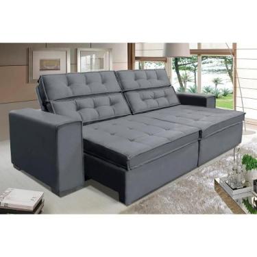 Imagem de Sofá Retrátil e Reclinável 2,10m Suede Vancouver Cinza - Sofá Casa