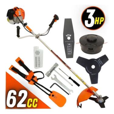 Imagem de Roçadeira Lateral Vr620h Vulcan Trent 62cc 3hp Profissional À Gasolina + Lâmina Faca 2 Pontas