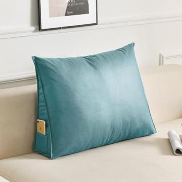 Imagem de Almofada De Encosto De Cintura Triangular Sofá-cama Daybed Almofada De Cabeceira De Leitura Almofada De Cabeceira Travesseiros De Descanso De Cunha, Sea Blue, 70x20x50cm