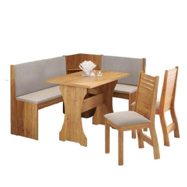 Imagem de Conjunto Sala De Jantar Canto Alemão Arnis Com 2 Cadeiras Veludo Viero Madeirado