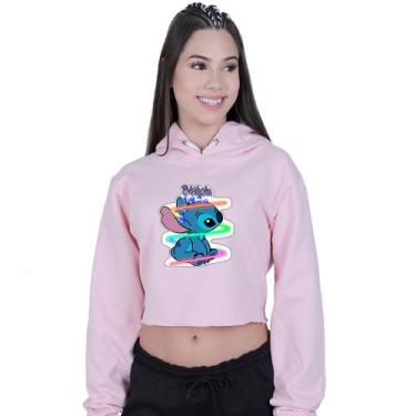Imagem de Cropped Moletom Feminino Lilo Stitch Custom - Lafre, Rosa claro, P