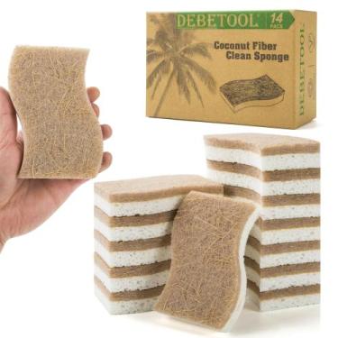 Imagem de Esponja de cozinha DEBETOOL Natural e ecológica, pacote com 14