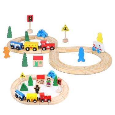 Imagem de Conjunto de trem de madeira ZKKEIIE Magnetic de 3 peças por 3-5 anos
